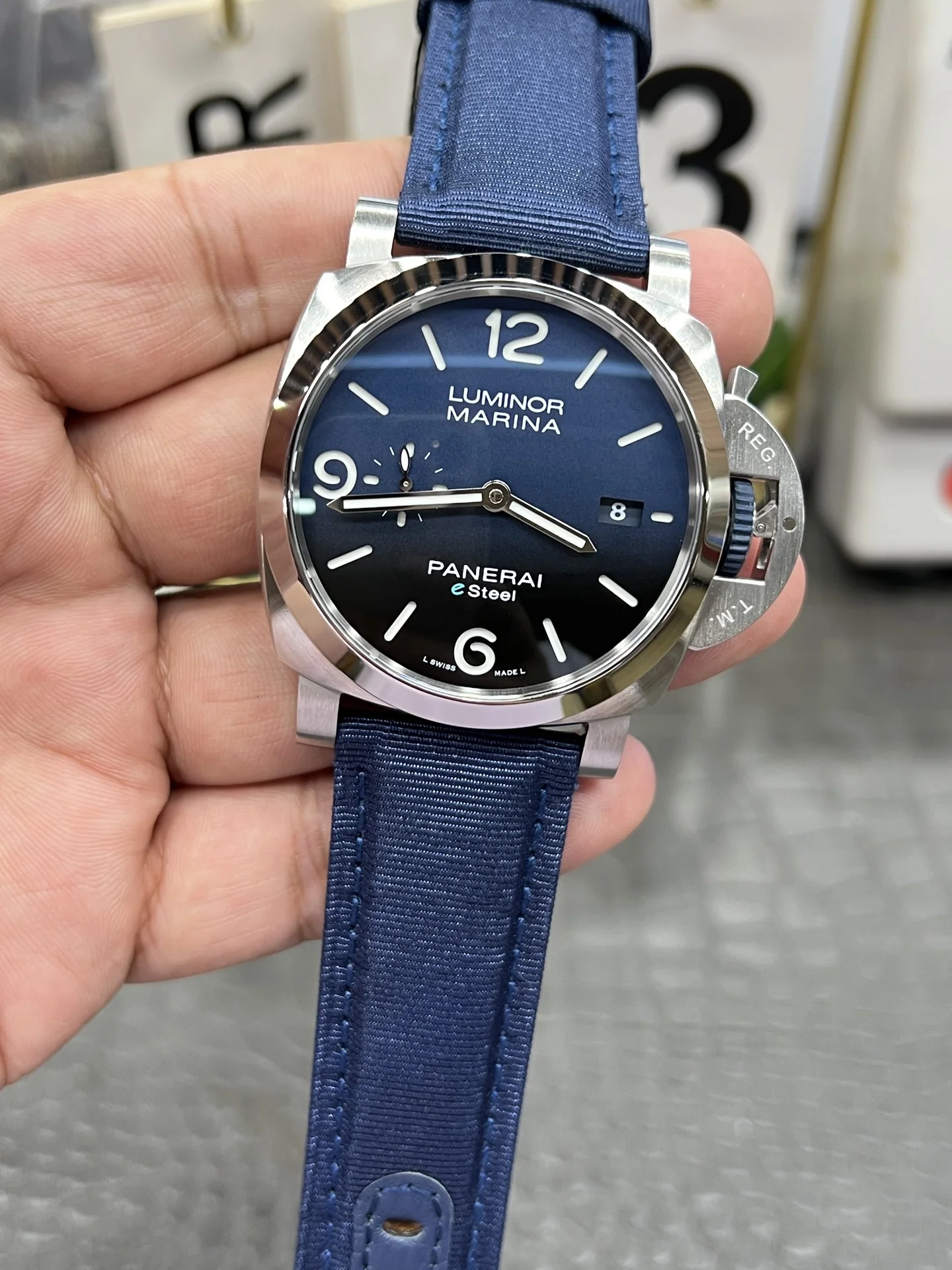 파네라이 PAM1157 블루 다이얼 자동 VS 공장 레플리카 43762 Panerai 상세 이미지 3