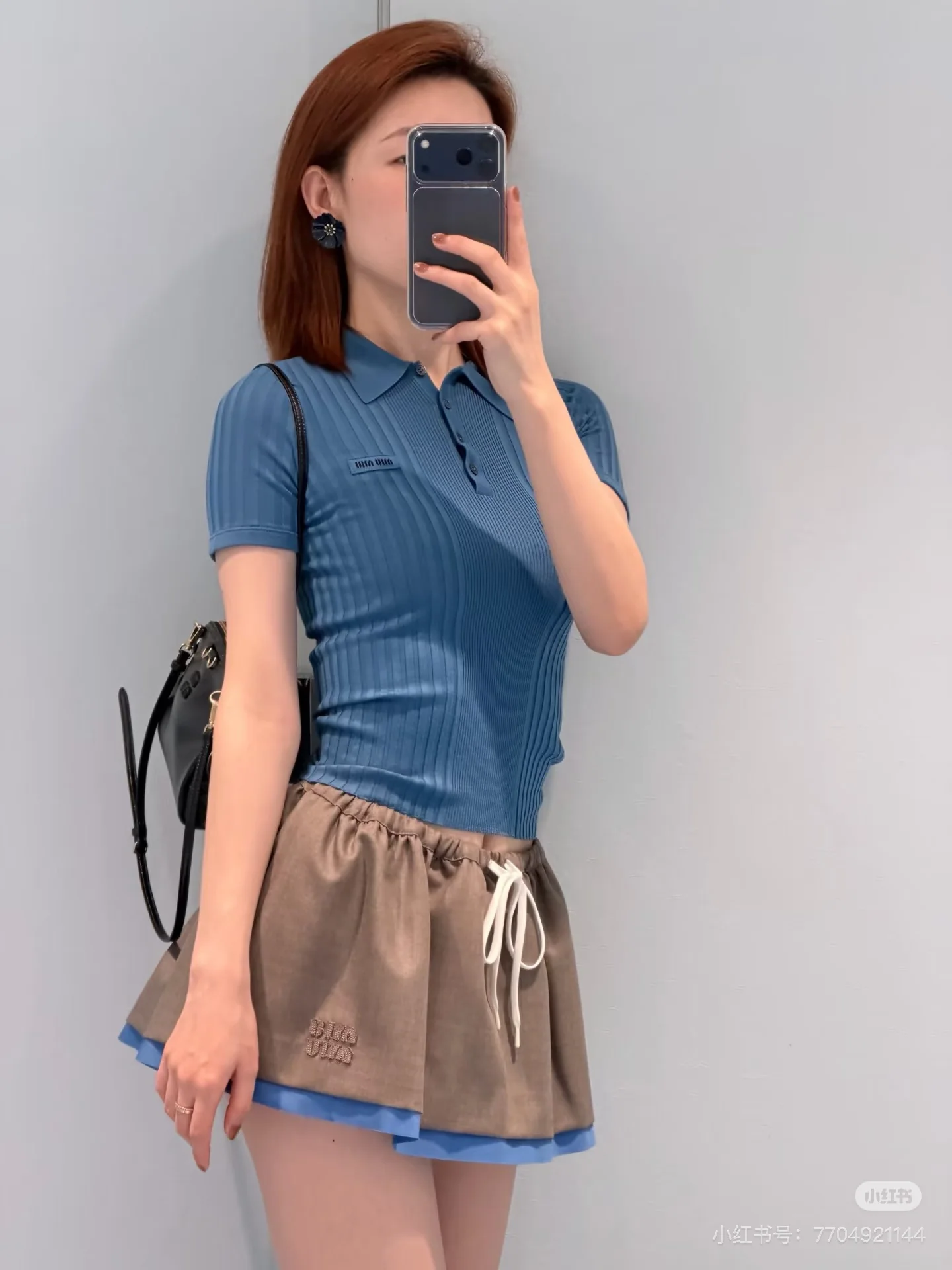 미우미우 폴로 카라 반팔 니트 티셔츠 26 SS 상세 이미지 6