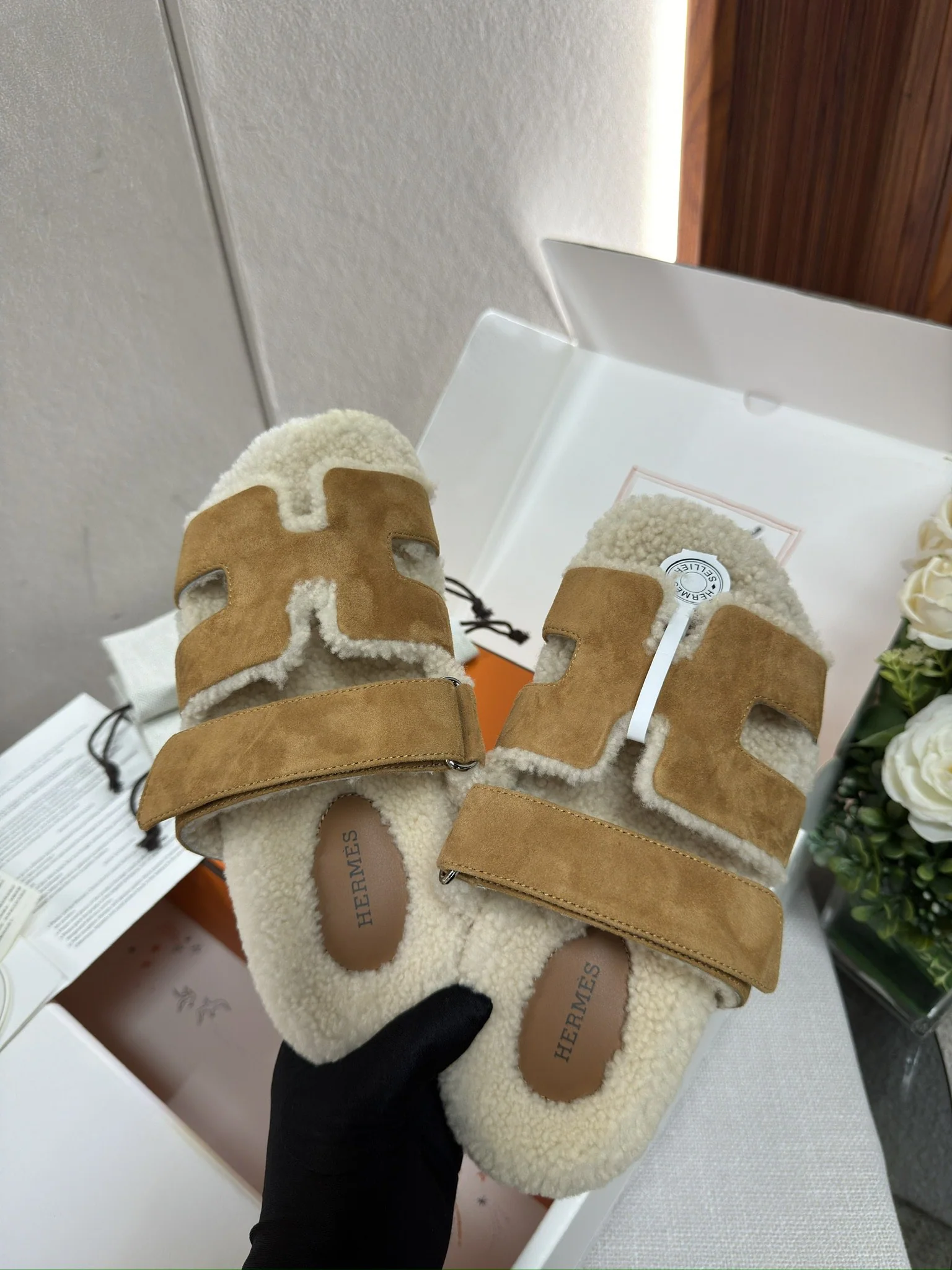 에르메스 퍼 라이닝 스웨이드 슬리퍼 상세 이미지 8