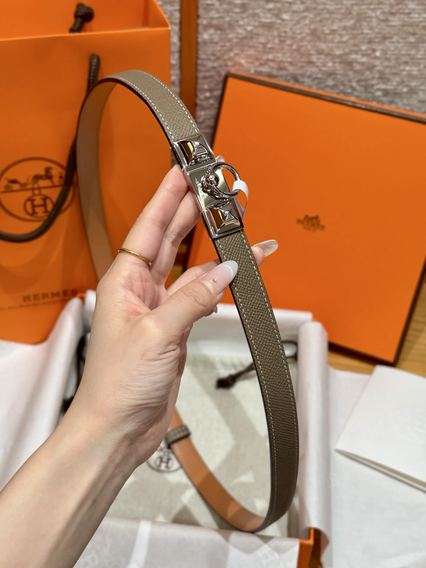 에르메스 앱송 카프스킨 켈리 버클 조절 벨트 상세 이미지 9