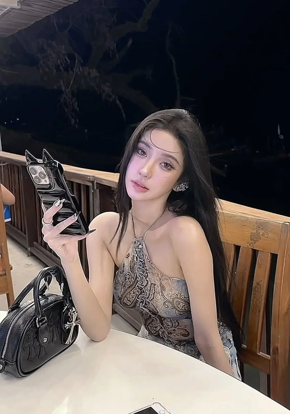 크롬하츠 소가죽 블랙 볼링백 상세 이미지 6