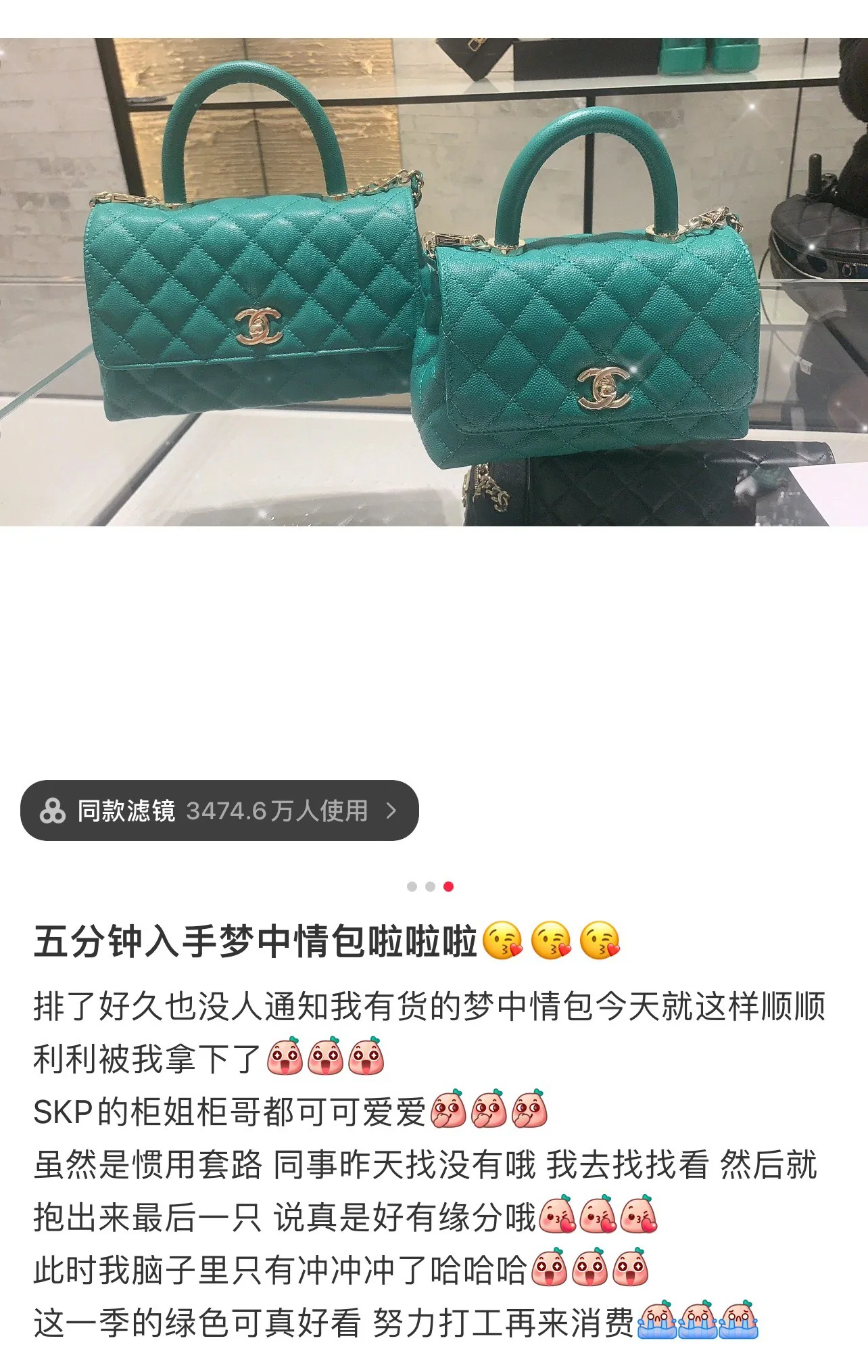 샤넬 코코 핸들 미니 그린 가방 상세 이미지 8