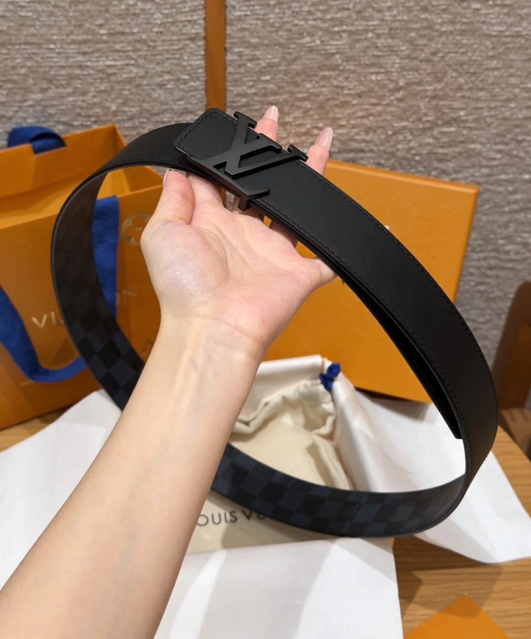 루이비통 다미에 그라피트 캔버스 리버시블 벨트 상세 이미지 5