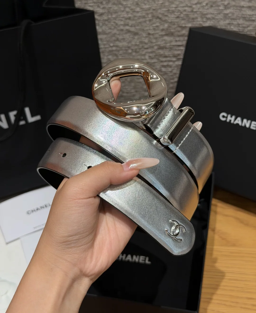 샤넬 가죽 더블 C 로고 벨트 30mm 상세 이미지 3