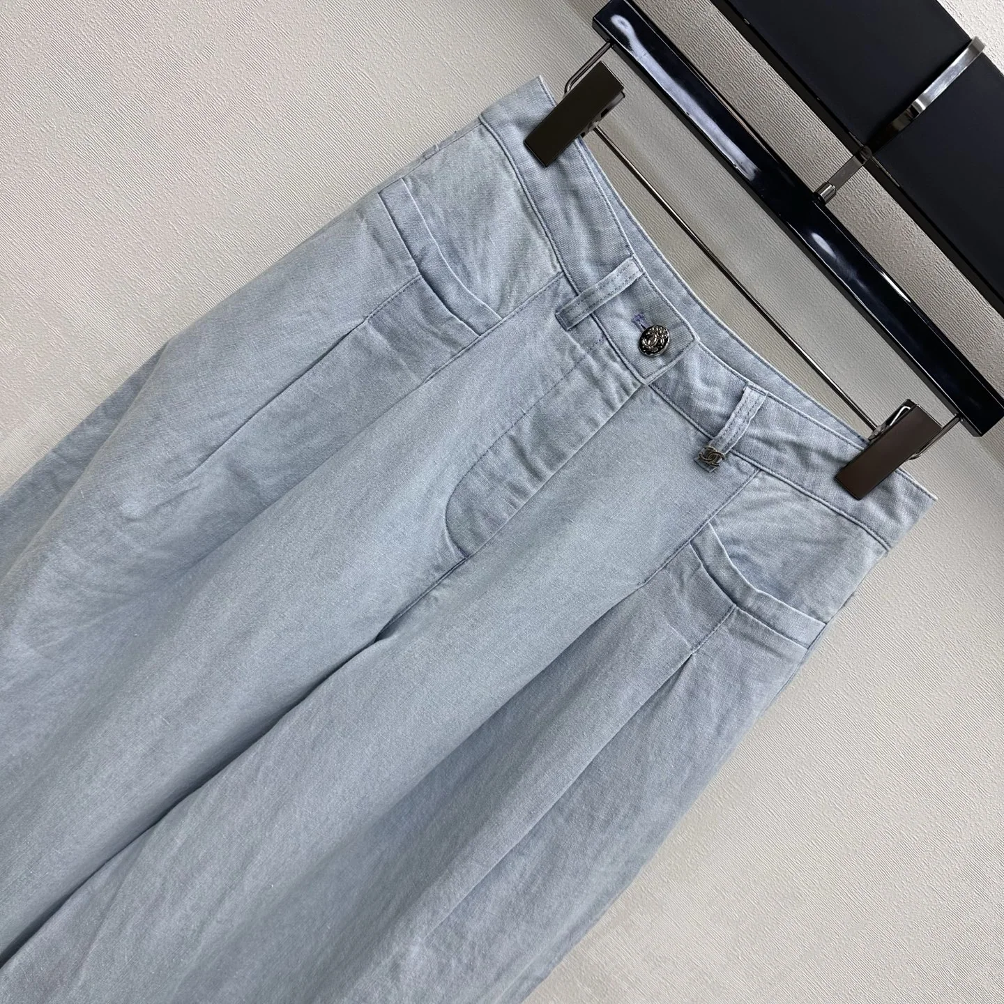 샤넬 진주 버튼 데님 여성 바지 상세 이미지 2