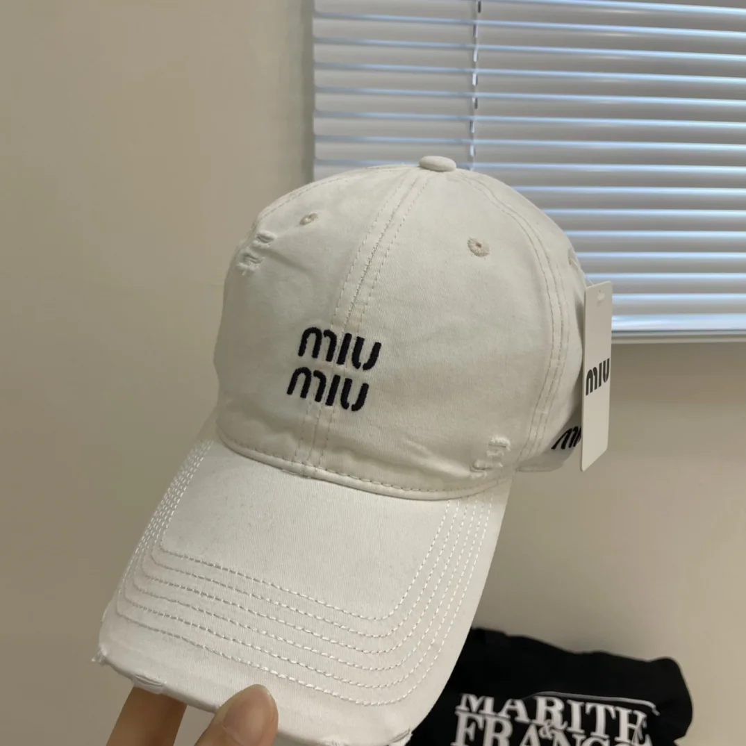 미우미우 무지 자수 베이스볼 캡 상세 이미지 5