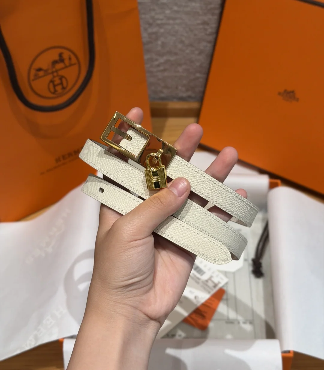 에르메스 H 버클 15mm 양면 가죽 벨트 176443