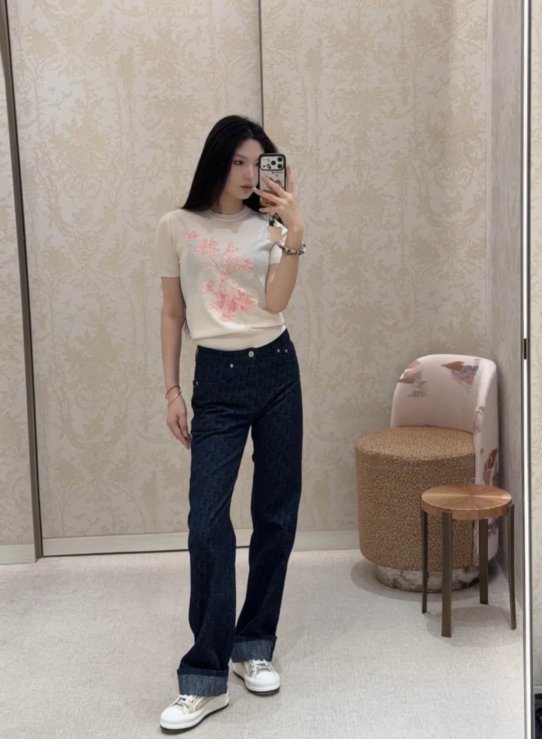 디올 꽃무늬 가든 프린트 반팔 티셔츠 상세 이미지 5