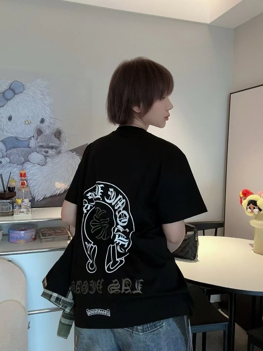 크롬하츠 20 주년 기념 블랙 유니섹스 반팔 티셔츠 상세 이미지 13