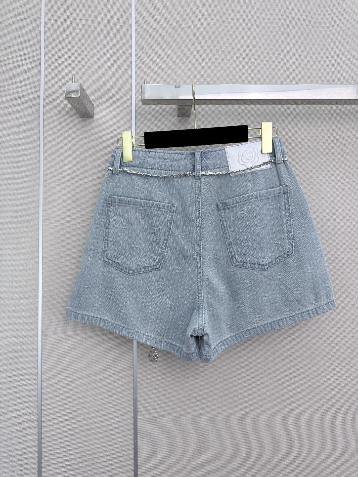 샤넬 더블 C 로고 자카드 데님 반바지 상세 이미지 6