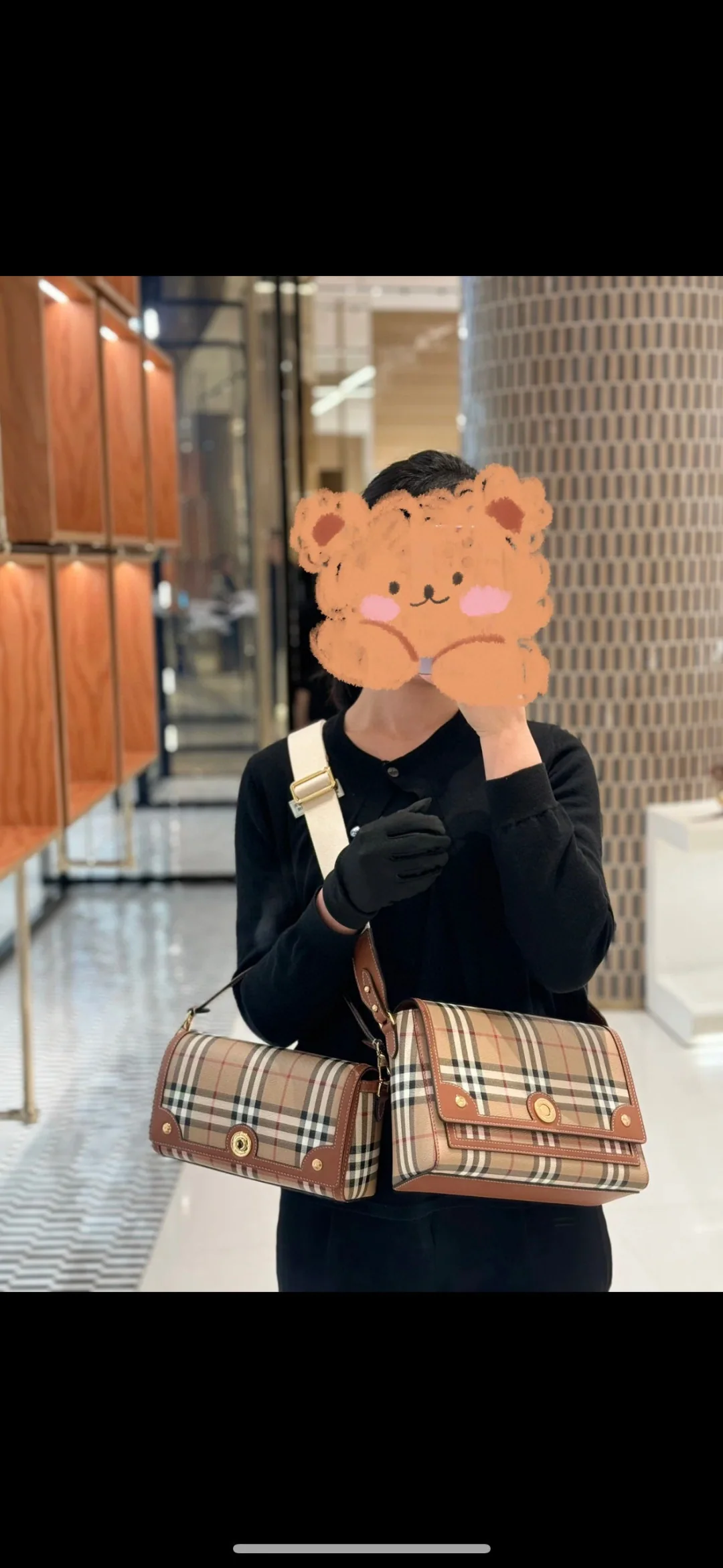 버버리 체크무늬 이중 어깨끈 가방 상세 이미지 1