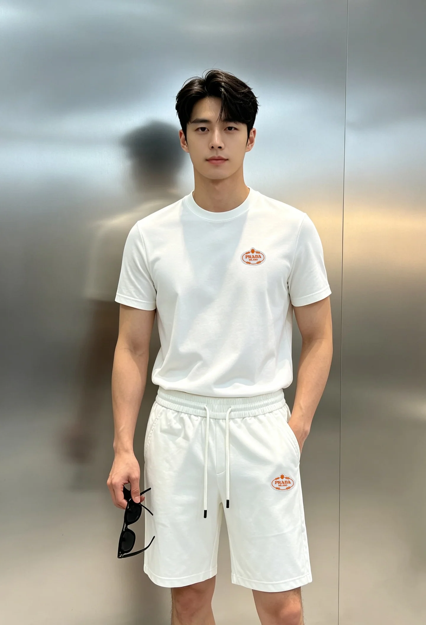 프라다 남성 자수포인트 반팔 티셔츠 143258