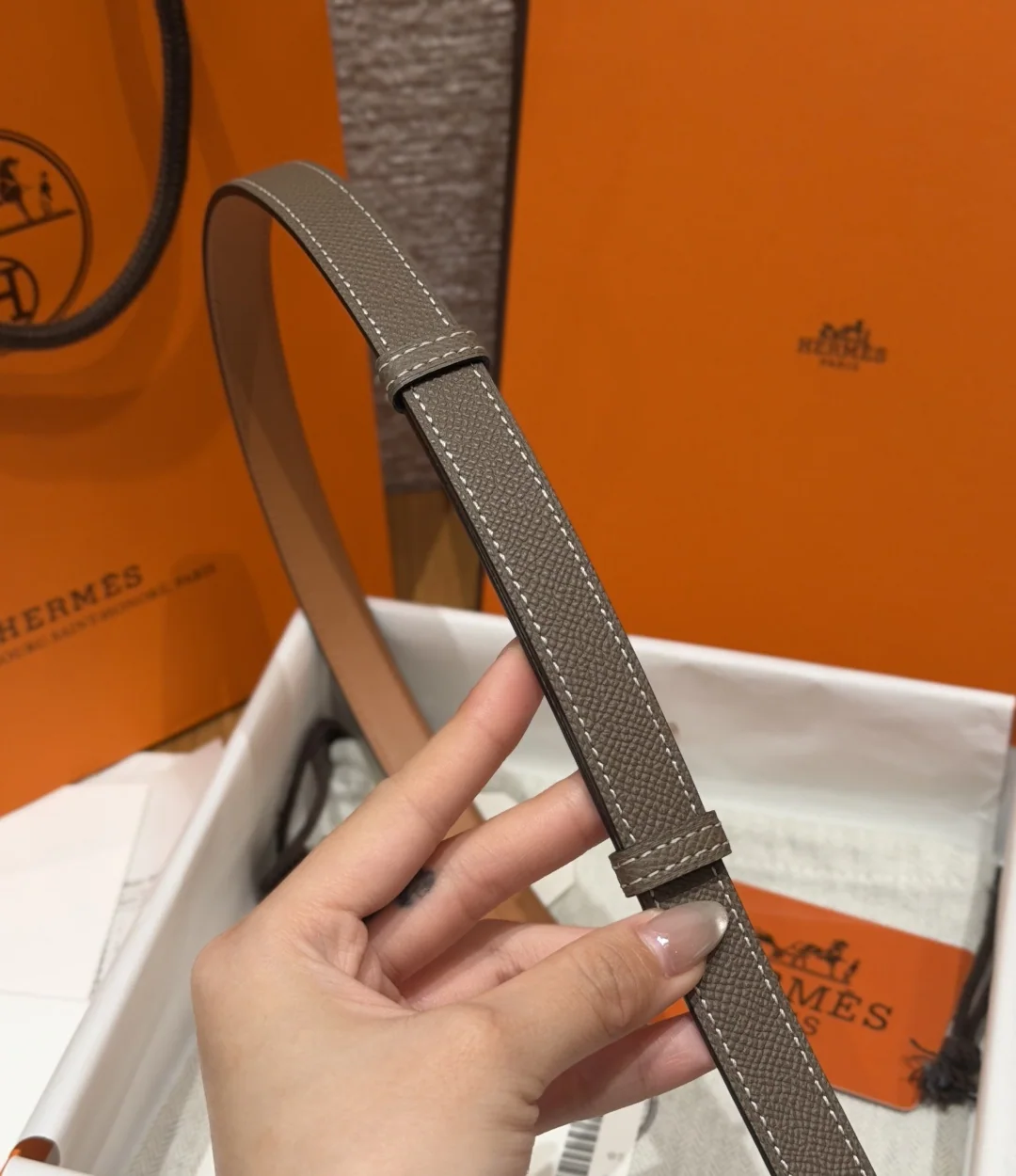 에르메스 켈리 팔라듐 버클 헌터 가죽 벨트 상세 이미지 8