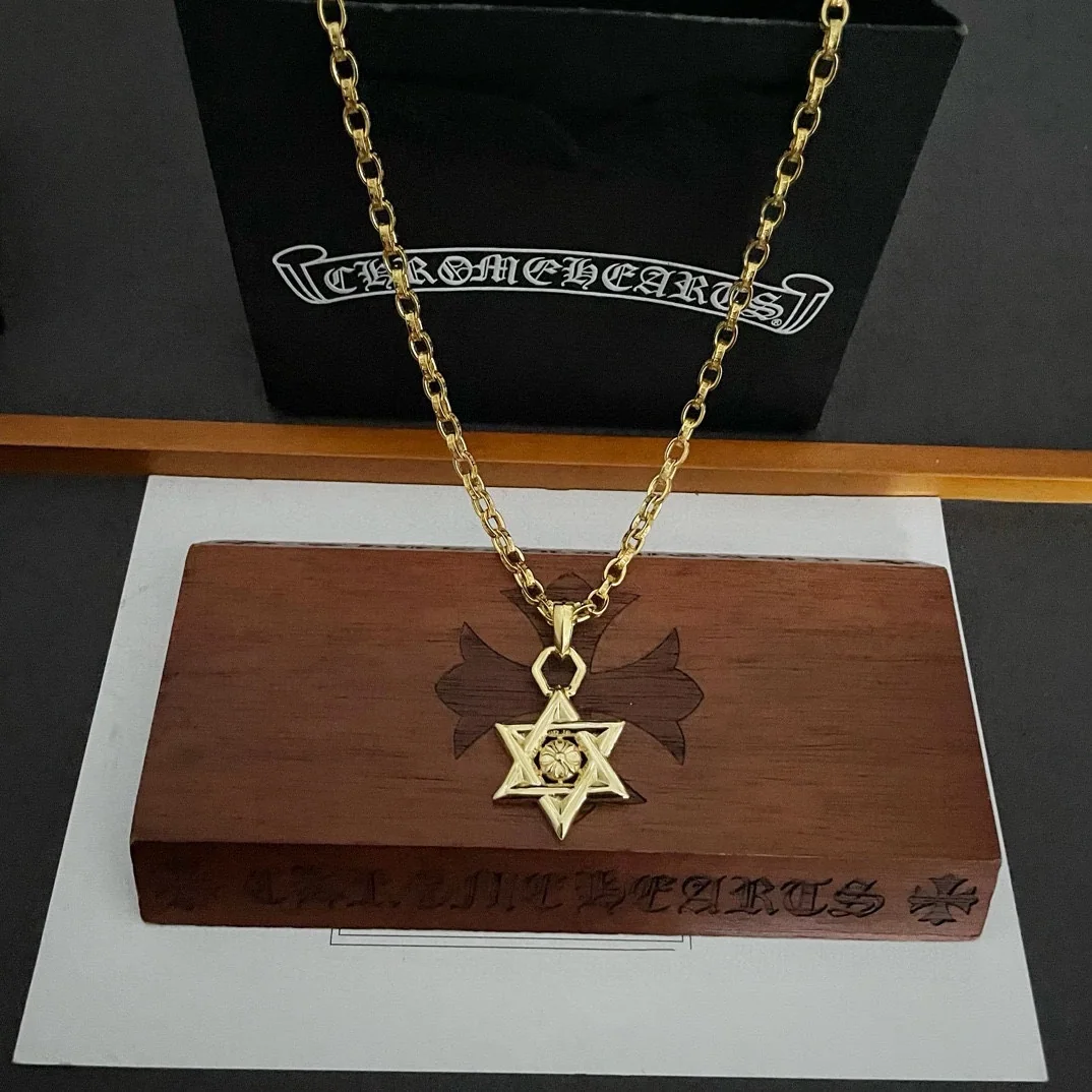 크롬하츠 골드 클래식 레터 육각별 펜던트 목걸이 상세 이미지 5