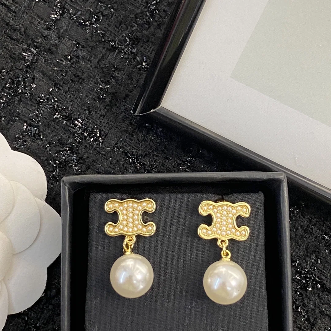 셀린느 골드 개선문 아이보리 진주 귀걸이 상세 이미지 5