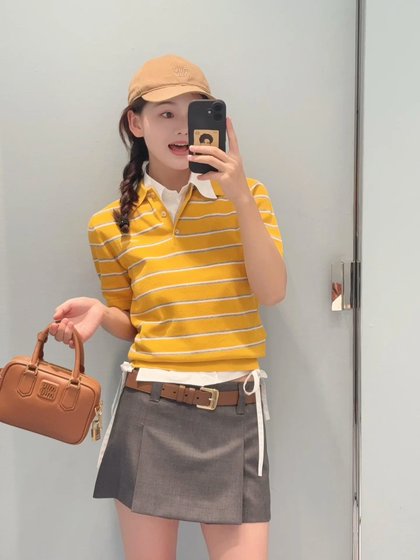 미우미우 컬러 블록 스트라이프 코튼 폴로 반팔 티셔츠 26 SS 상세 이미지 9