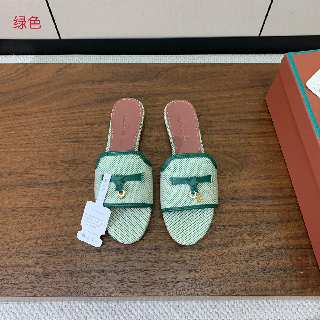 로로피아나 컬러 블록 플랫 샌들 상세 이미지 1