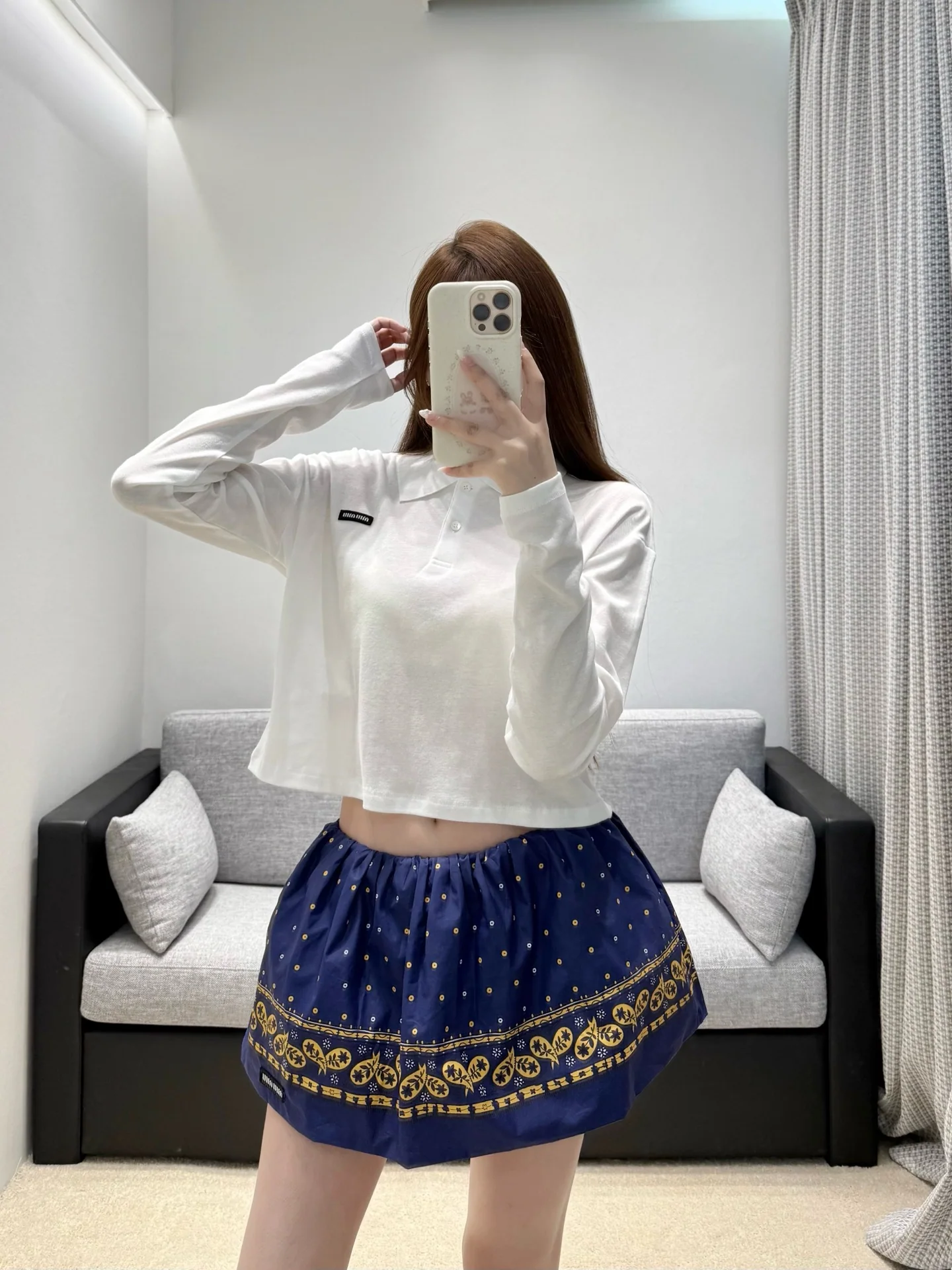 미우미우 크롭드 긴팔 탑 상세 이미지 9