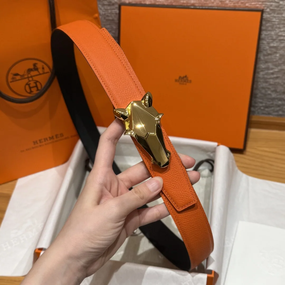 에르메스 말 머리 버클 양면 가죽 벨트 상세 이미지 4