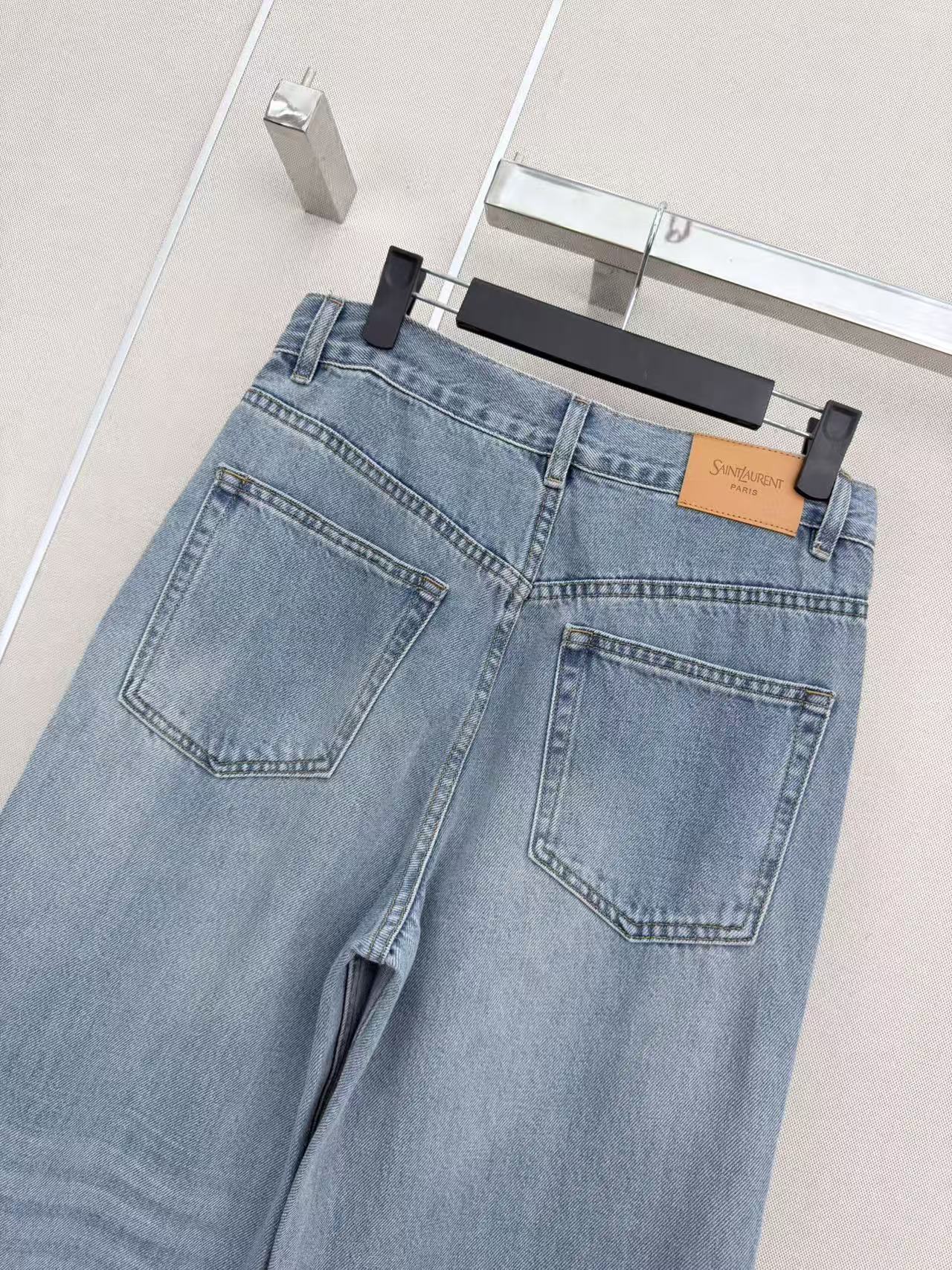 생로랑 여성 스트레이트 레그 진 바지 상세 이미지 7