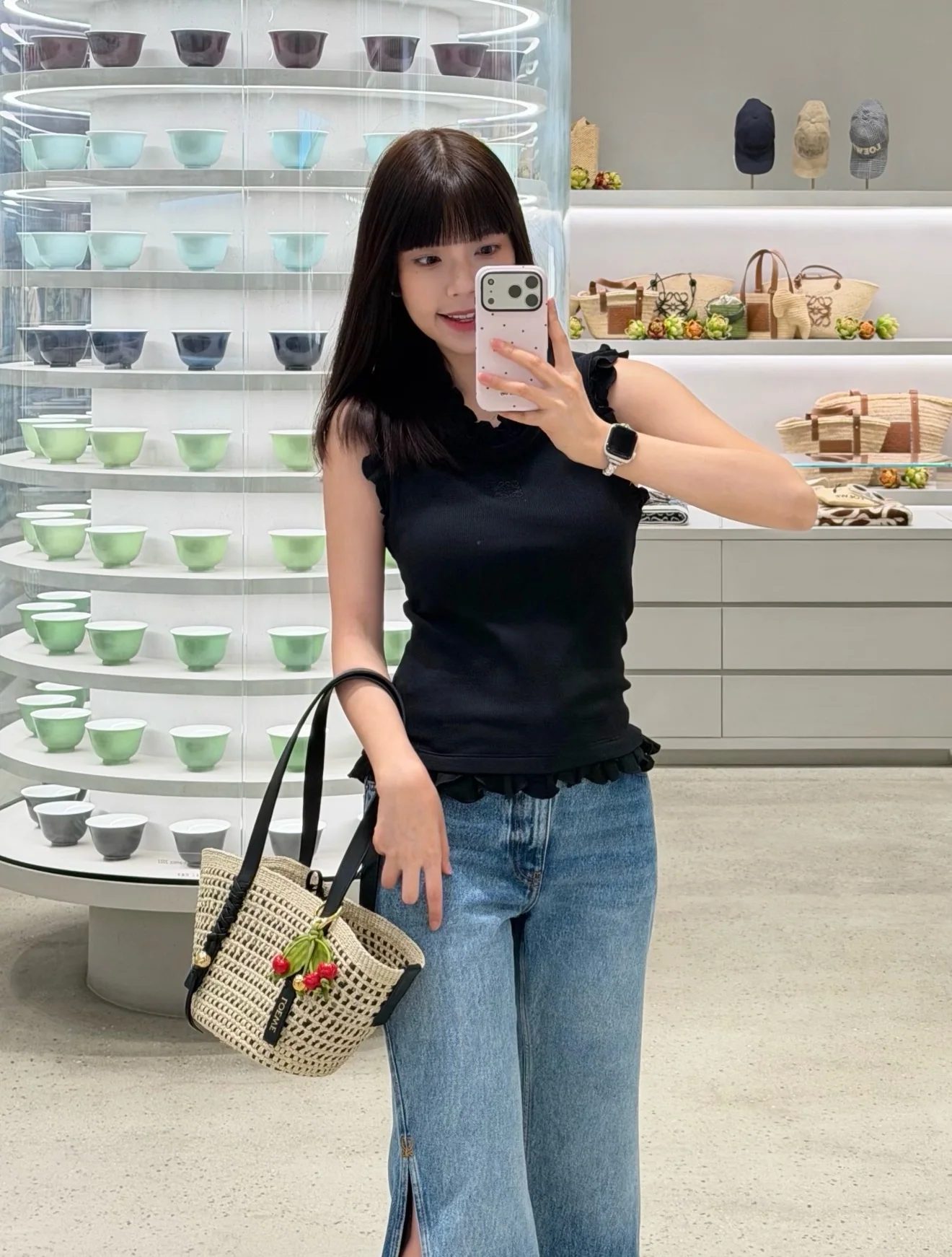 로에베 사이드 슬릿 면 여성 바지 상세 이미지 6