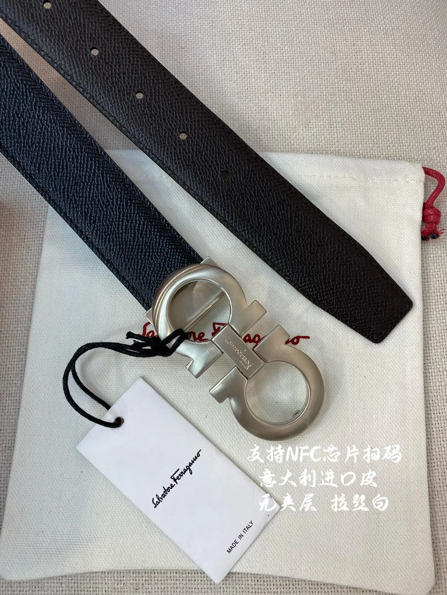 페레가모 본가죽 가죽 벨트 3.5 CM202500320 상세 이미지 4