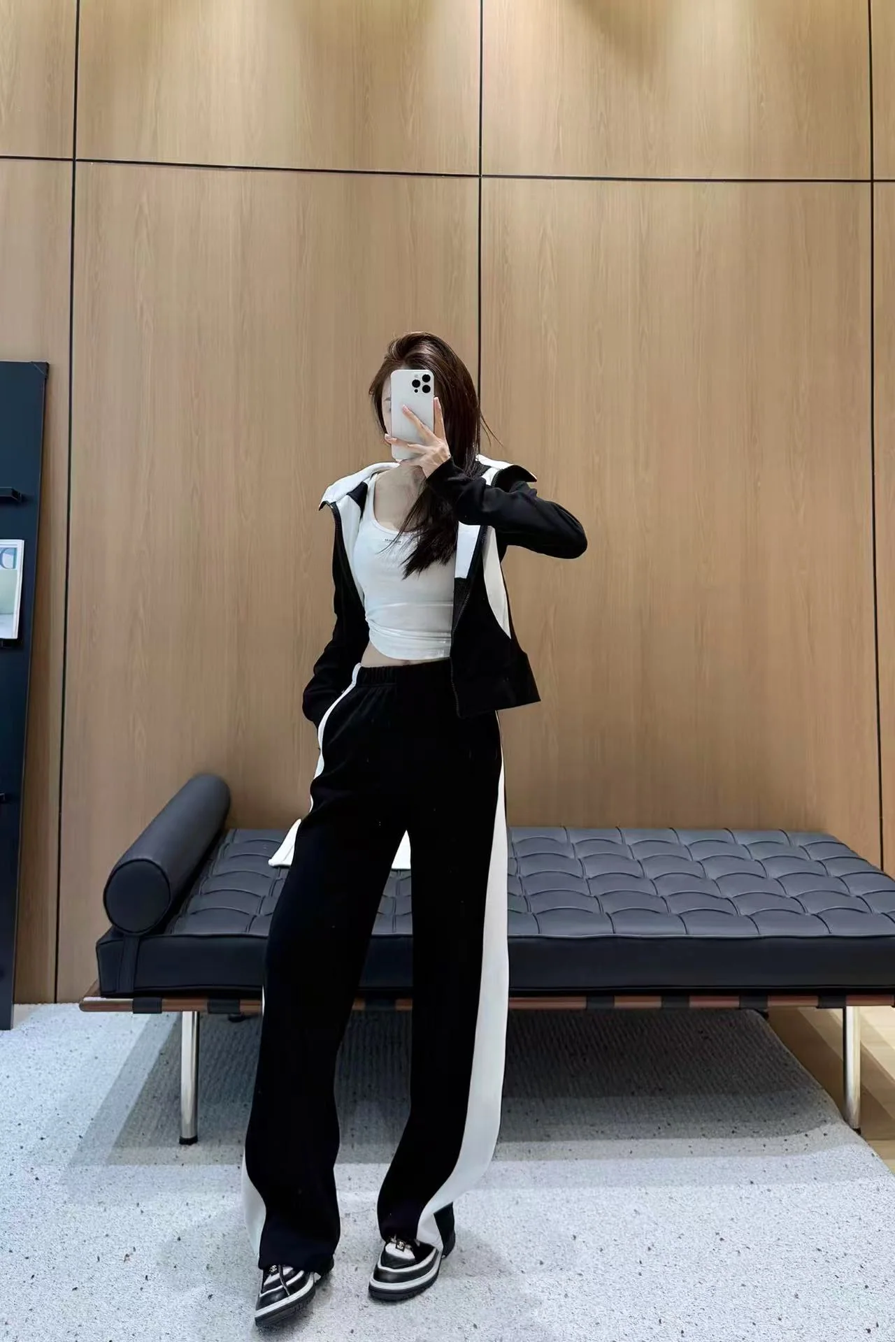 프라다 후드 컬러 블록 카디건 자켓 상세 이미지 1