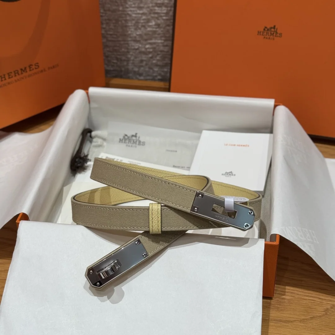 에르메스 앱송 카프스킨 캠버스 켈리 버클 벨트 176495