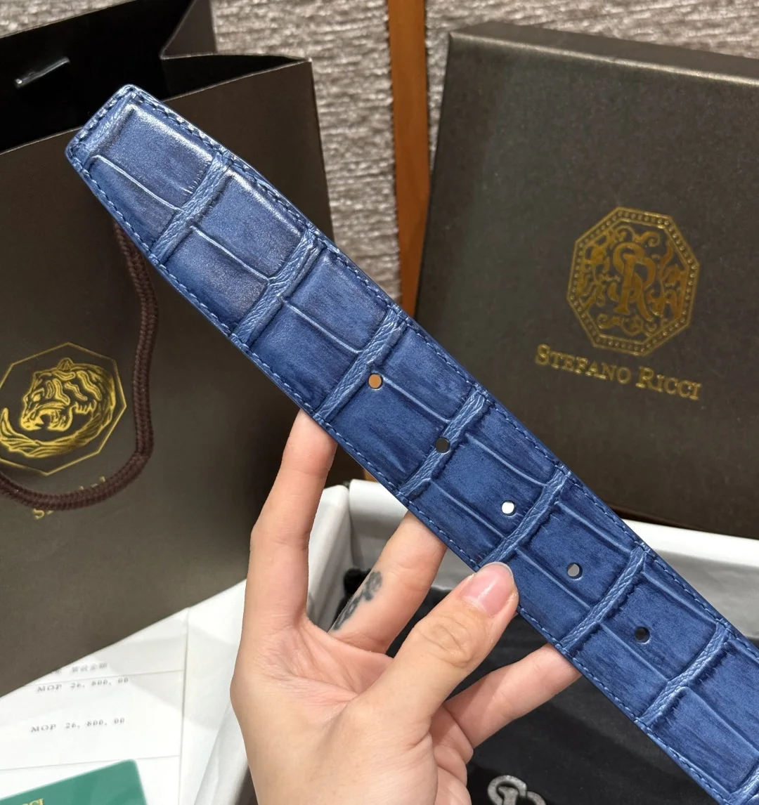 스테파노리치 독수리 헤드 악어무늬 가죽 벨트 상세 이미지 7