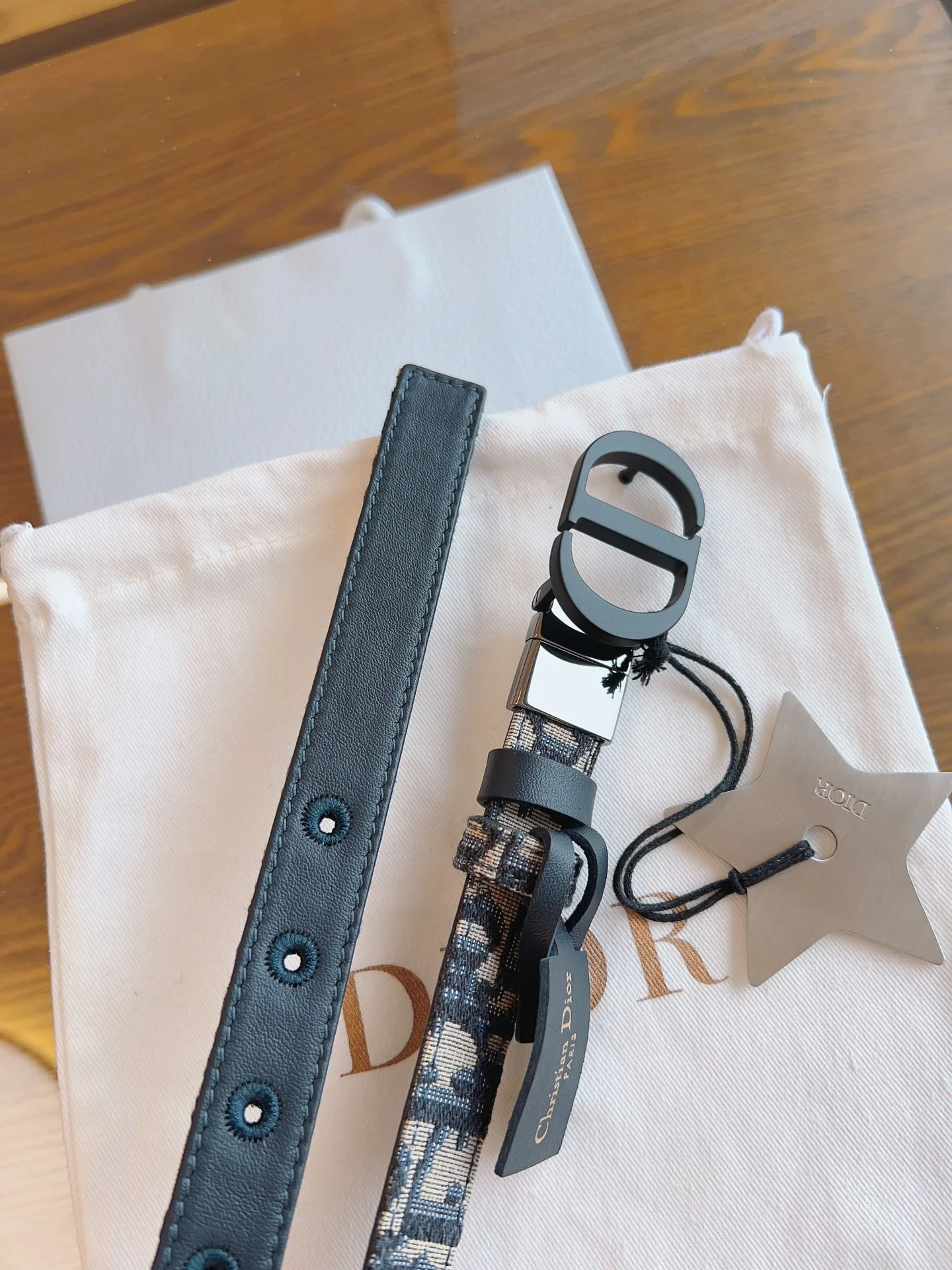 디올 블루 캔버스 가죽 벨트 상세 이미지 4