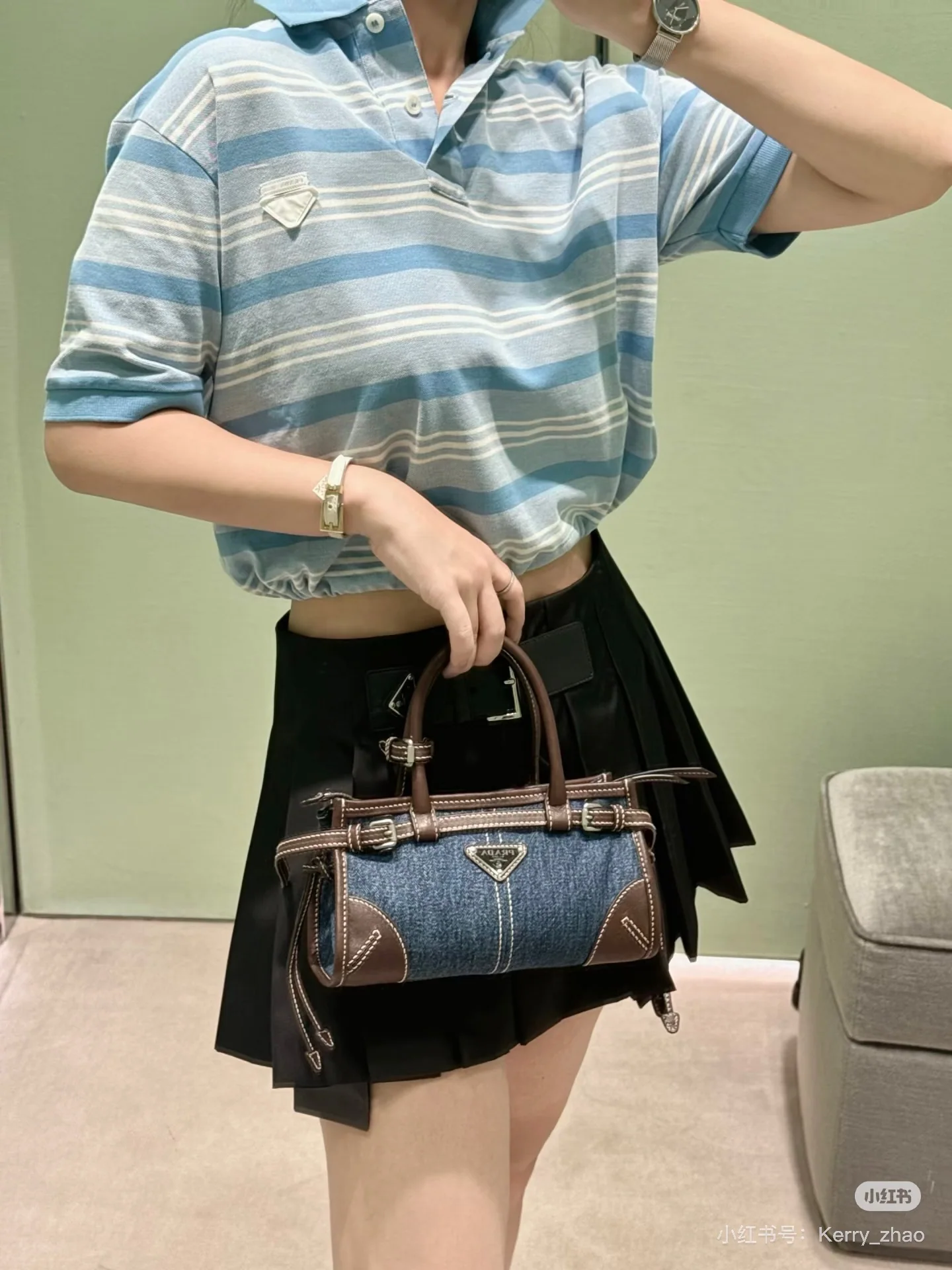 프라다 스트라이프 카라 반팔 티셔츠 상세 이미지 6