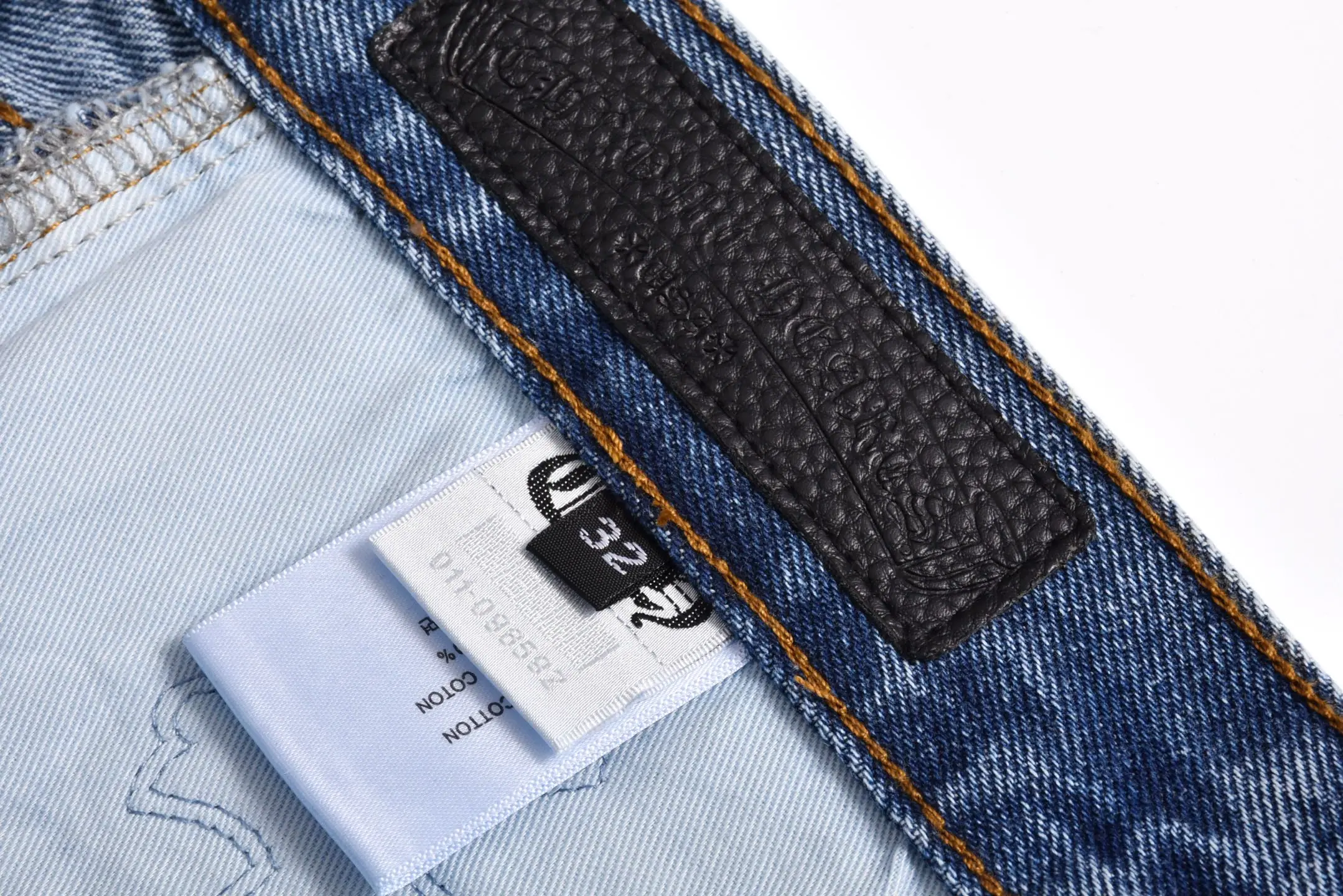 크롬하츠 블랙 앤 화이트 패치워크 가죽 진 남성 바지 P350 상세 이미지 7