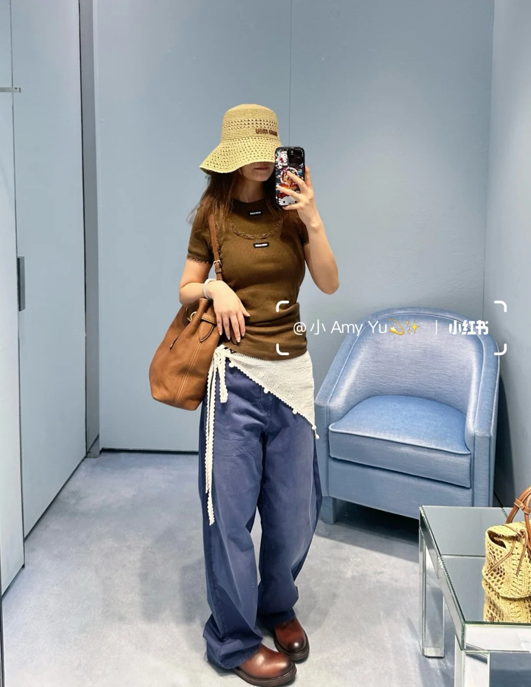 미우미우 레이스 트림 라운드넥 반팔 탑 상세 이미지 8