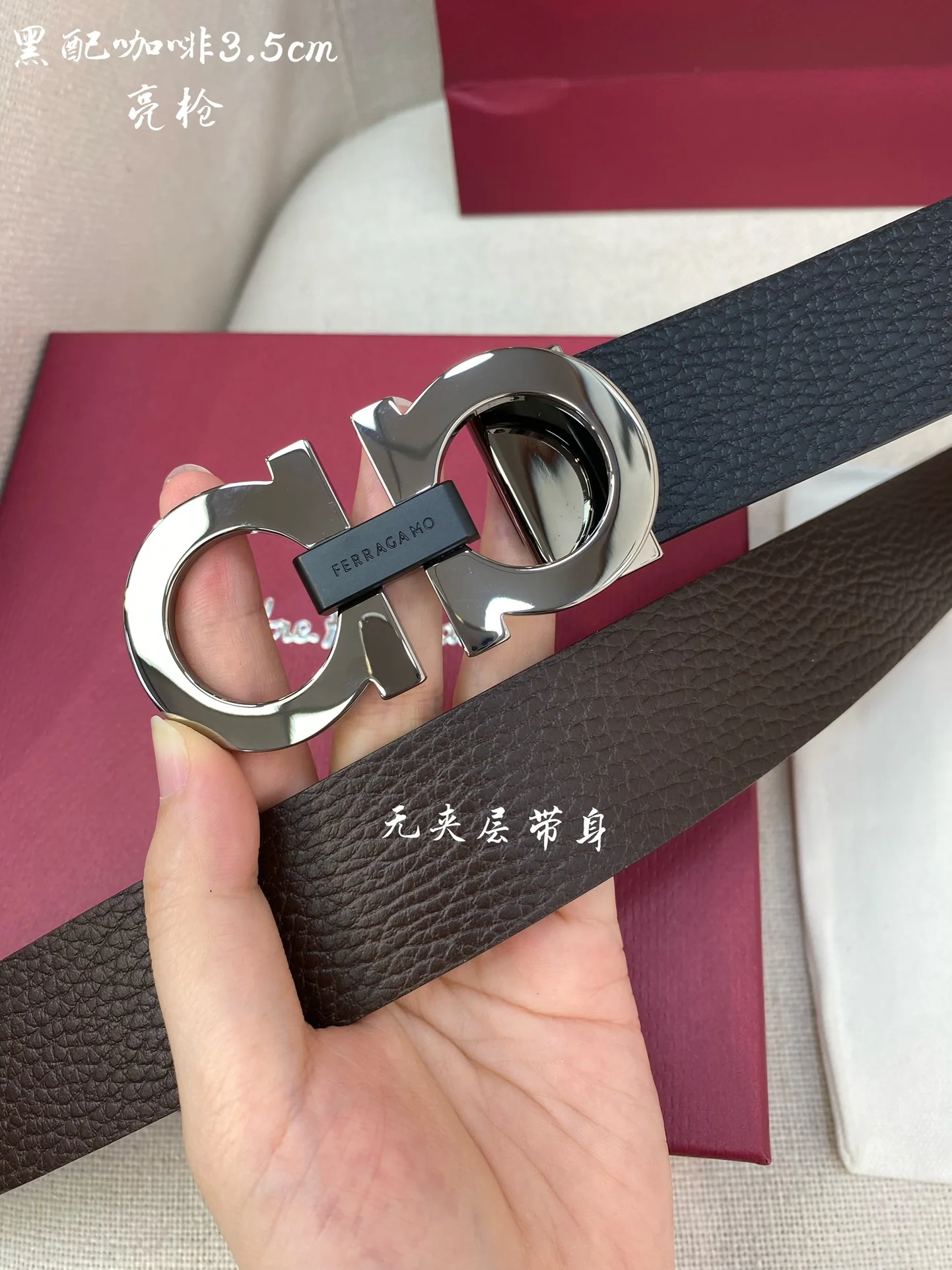 페레가모 천연 가죽 남성 벨트 3.5 CM202500320 상세 이미지 3
