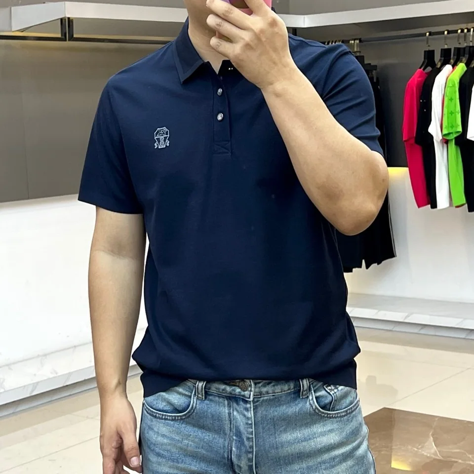 브루넬로쿠치넬리 남성 면 혼방 반팔 티셔츠 상세 이미지 2