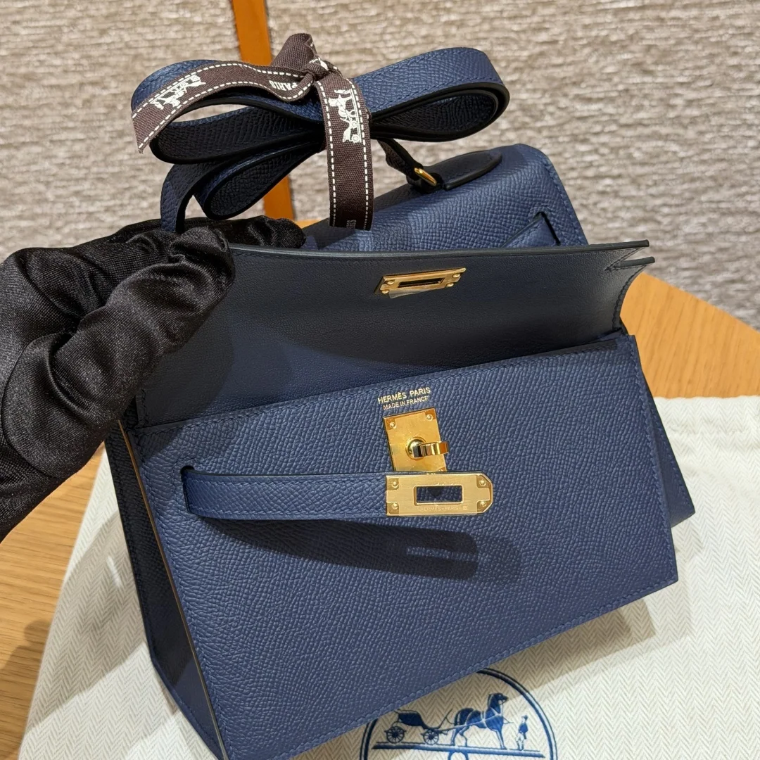 에르메스 켈리 사파이어 블루 가죽 가방 상세 이미지 5