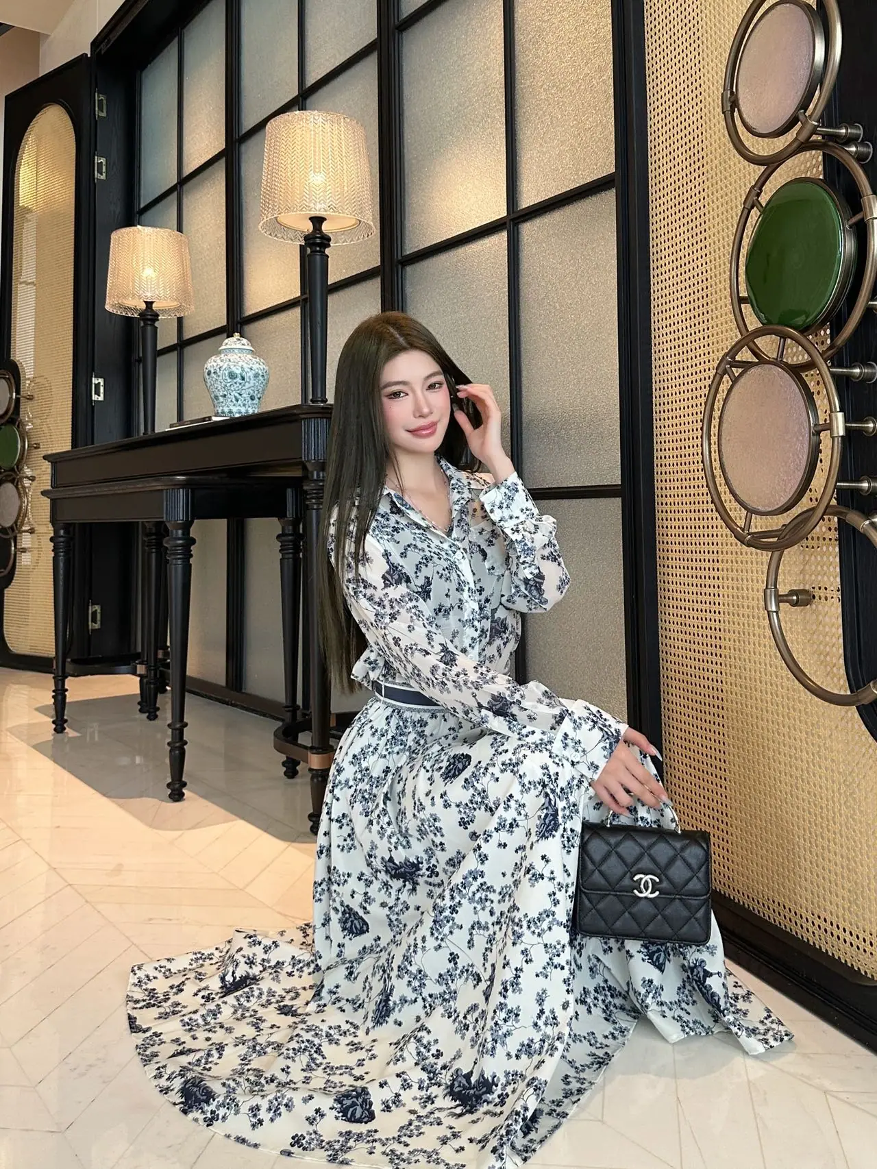 디올 프린트 시스루 셔츠 세트 상세 이미지 7