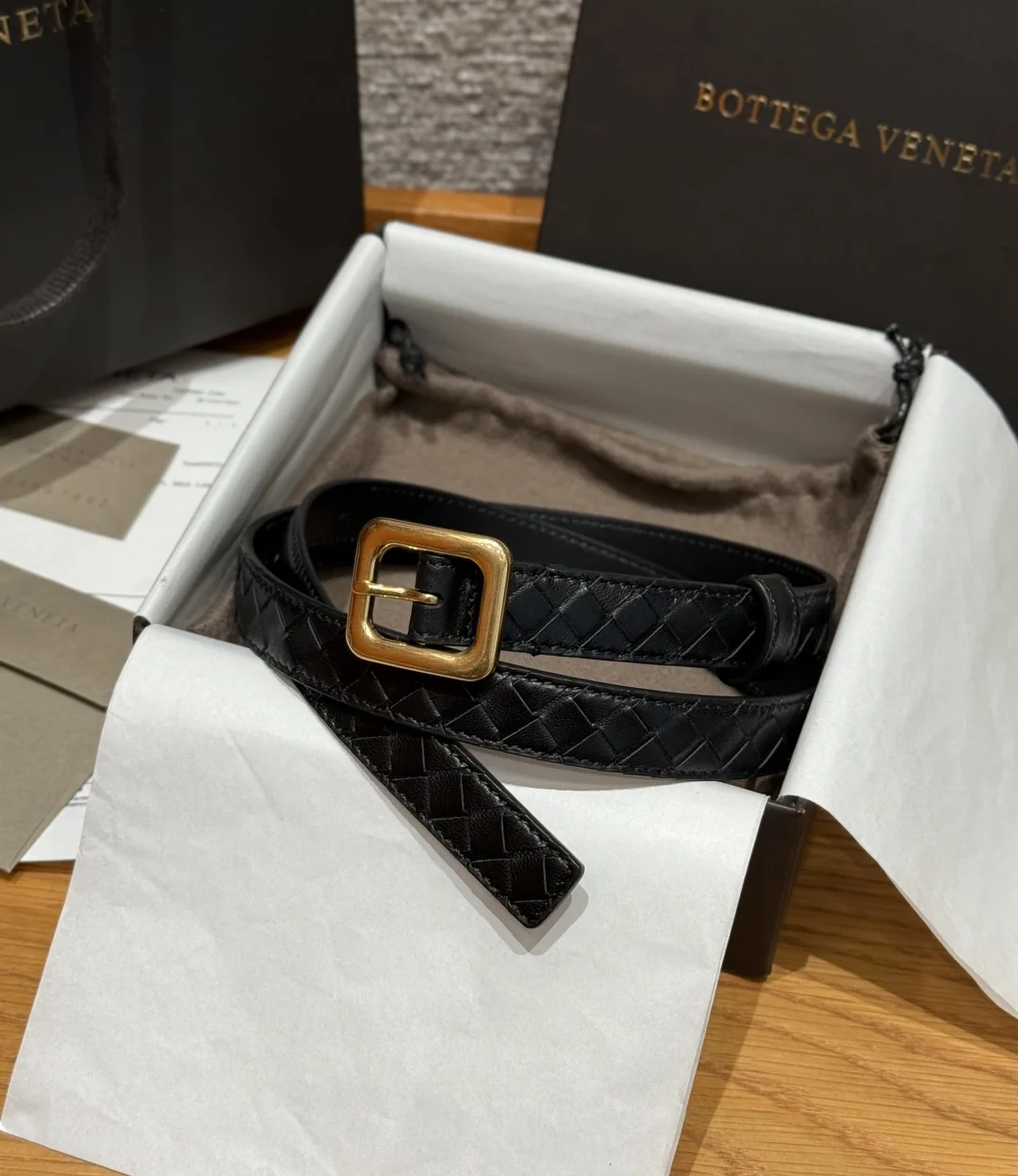 보테가베네타 피코탄 인트레차토 소가죽 벨트 20MM 175038