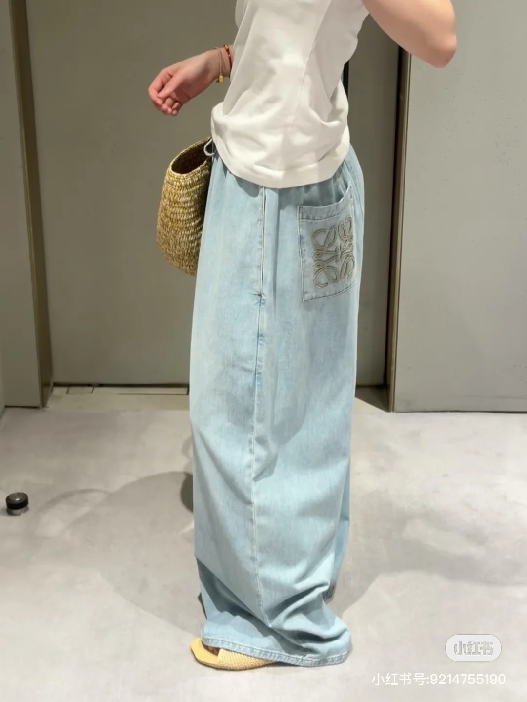로에베 와이드 레그 코튼 여성 바지 상세 이미지 2