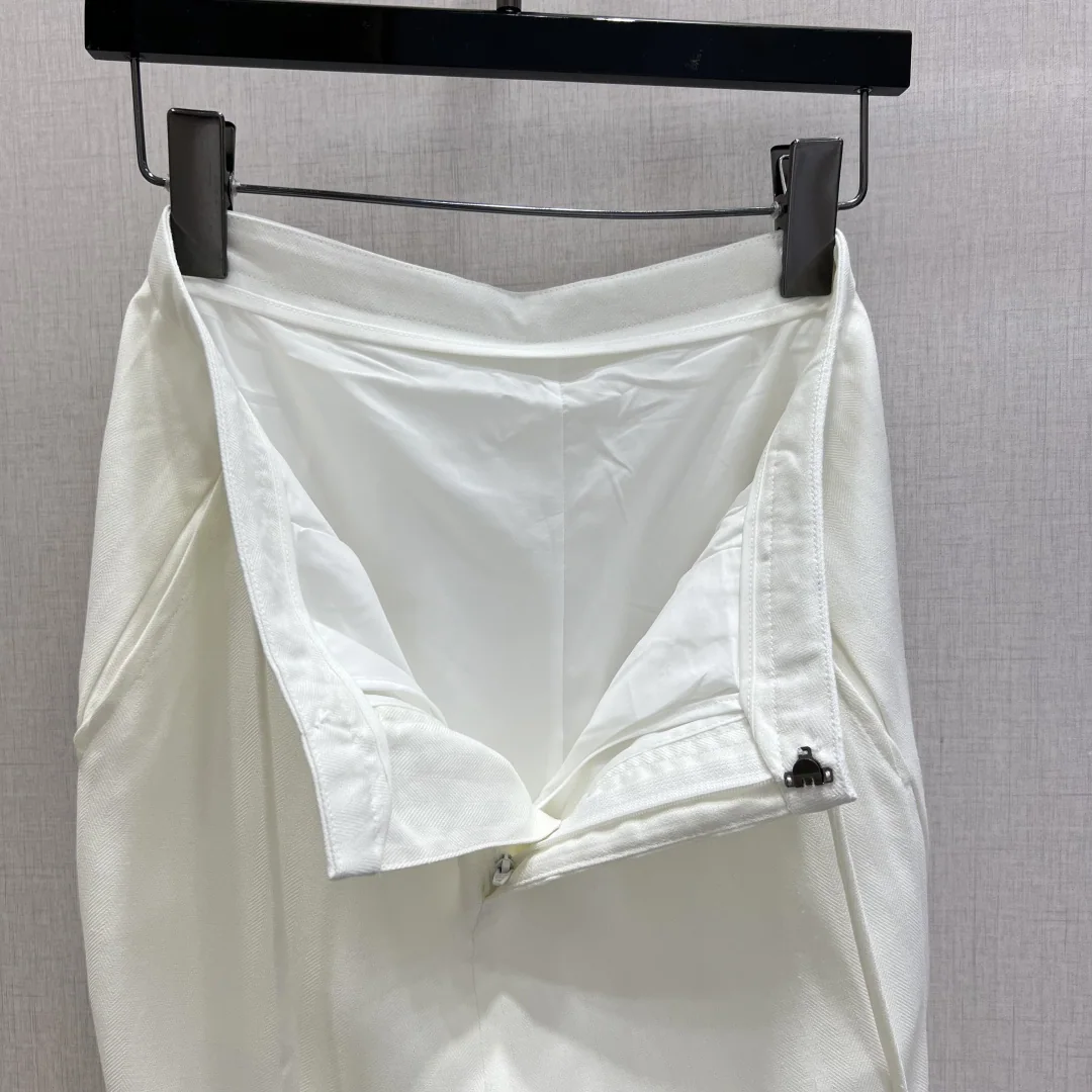 생로랑 메탈 벨트 린넨 와이드 팬츠 여성 바지 상세 이미지 5