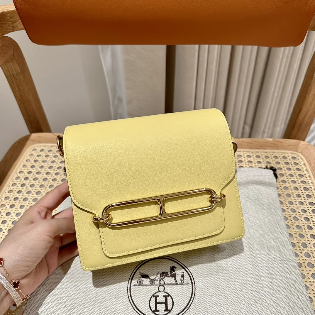 에르메스 루리스 염소가죽 골드 장식 핸드백 19 CM 144995