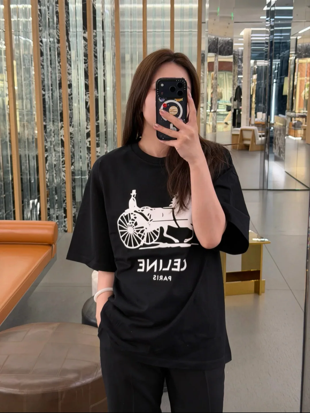 셀린느 마차 무늬 크루넥 반팔 셔츠 상세 이미지 2