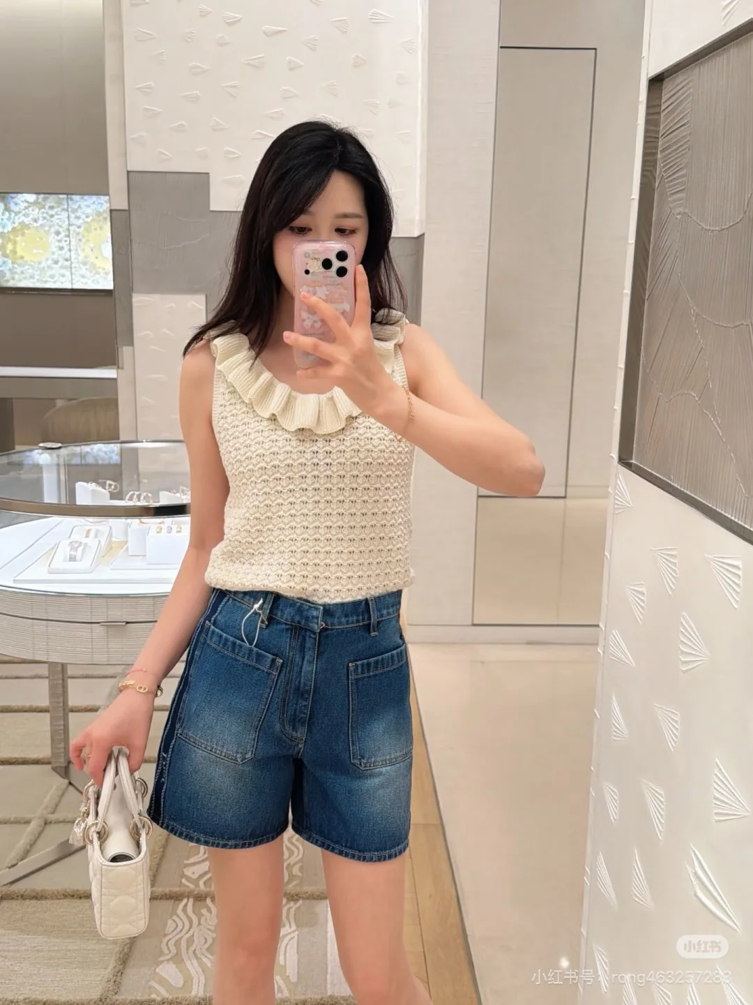 디올 하이웨스트 루즈핏 데님 바지 상세 이미지 4