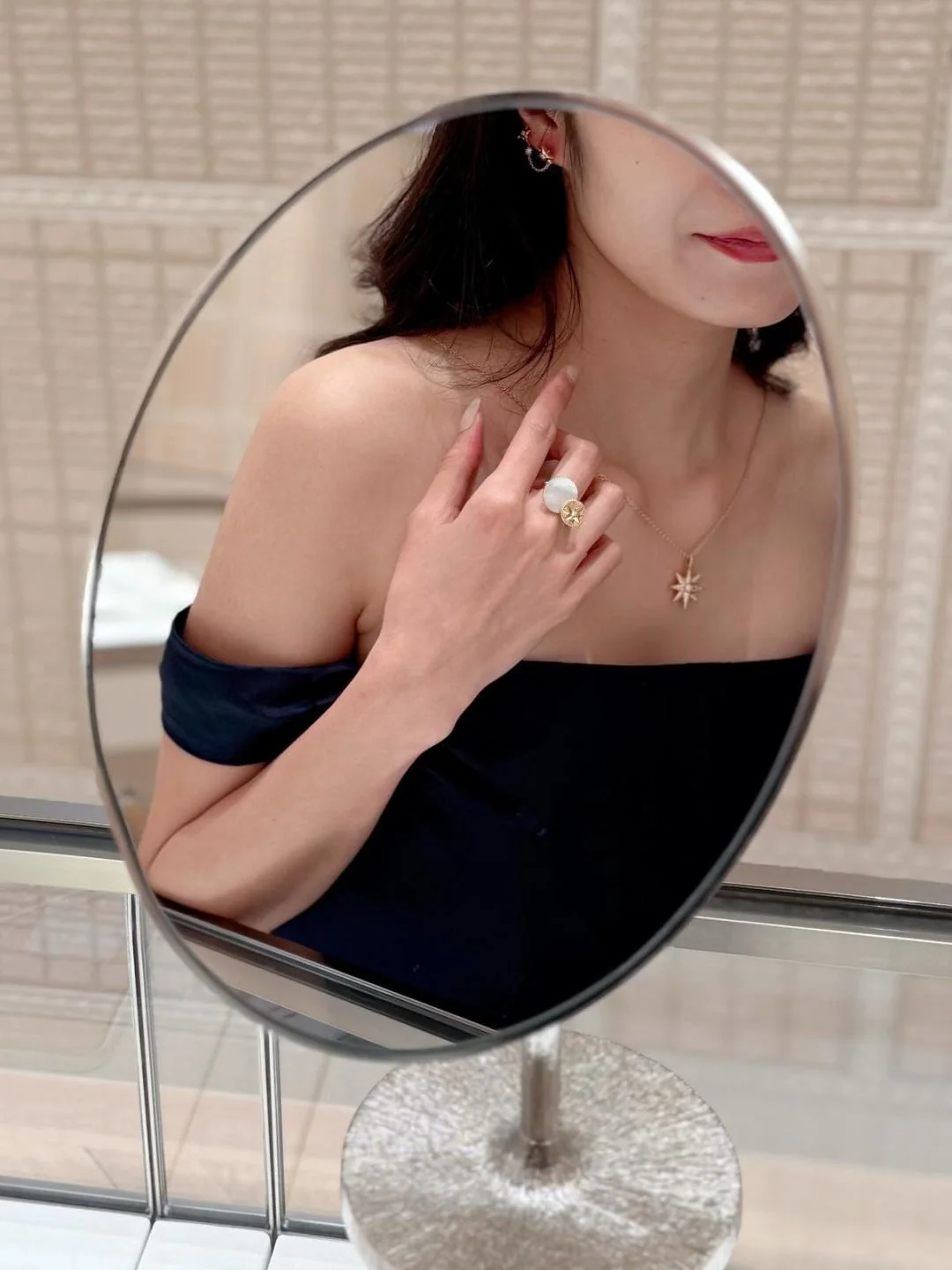 디올 로즈 드 방 골드 도금 실버 귀걸이 상세 이미지 2