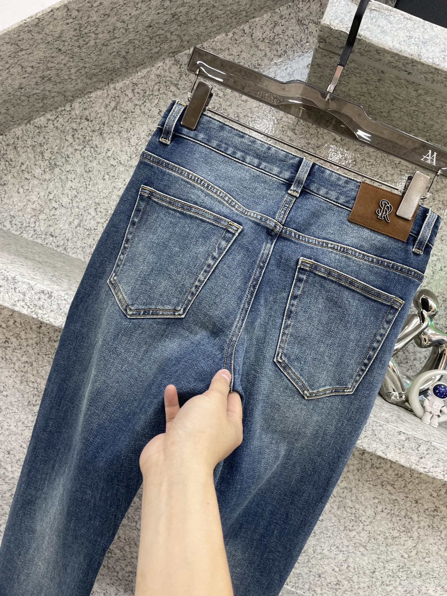 스테파노리치 클래식 자수 스트레치 슬림핏 남성 바지 상세 이미지 9