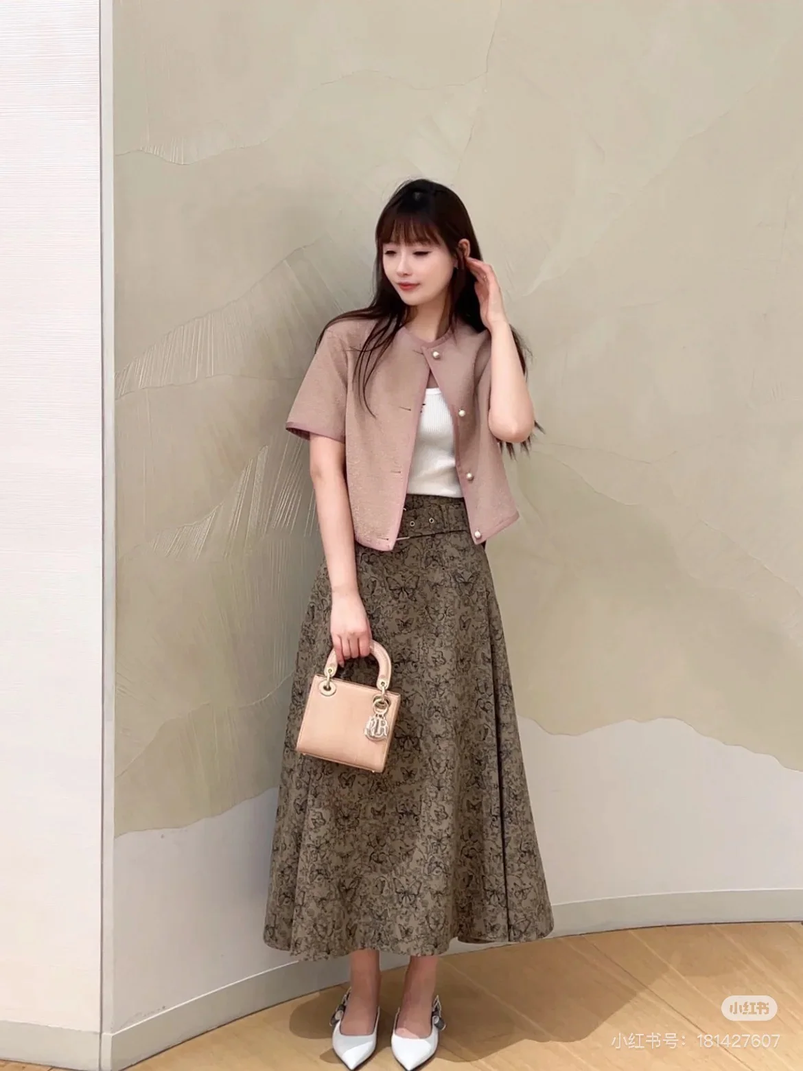 디올 나비 무늬 미디 스커트 상세 이미지 1