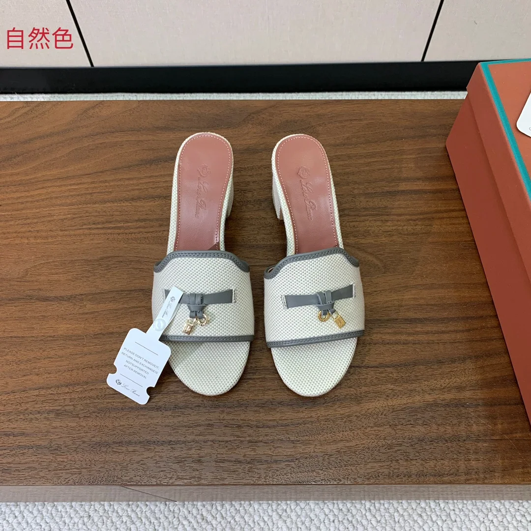 로로피아나 컬러 블록 미드힐 뮬 147239