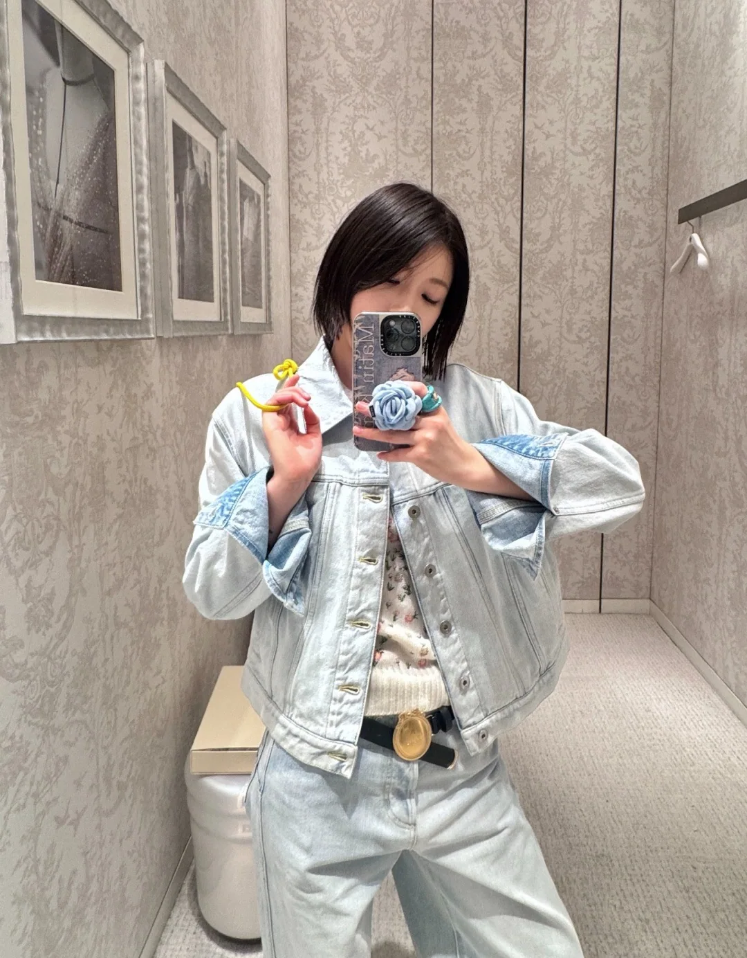디올 로고 자수 라펠 데님 자켓 상세 이미지 2