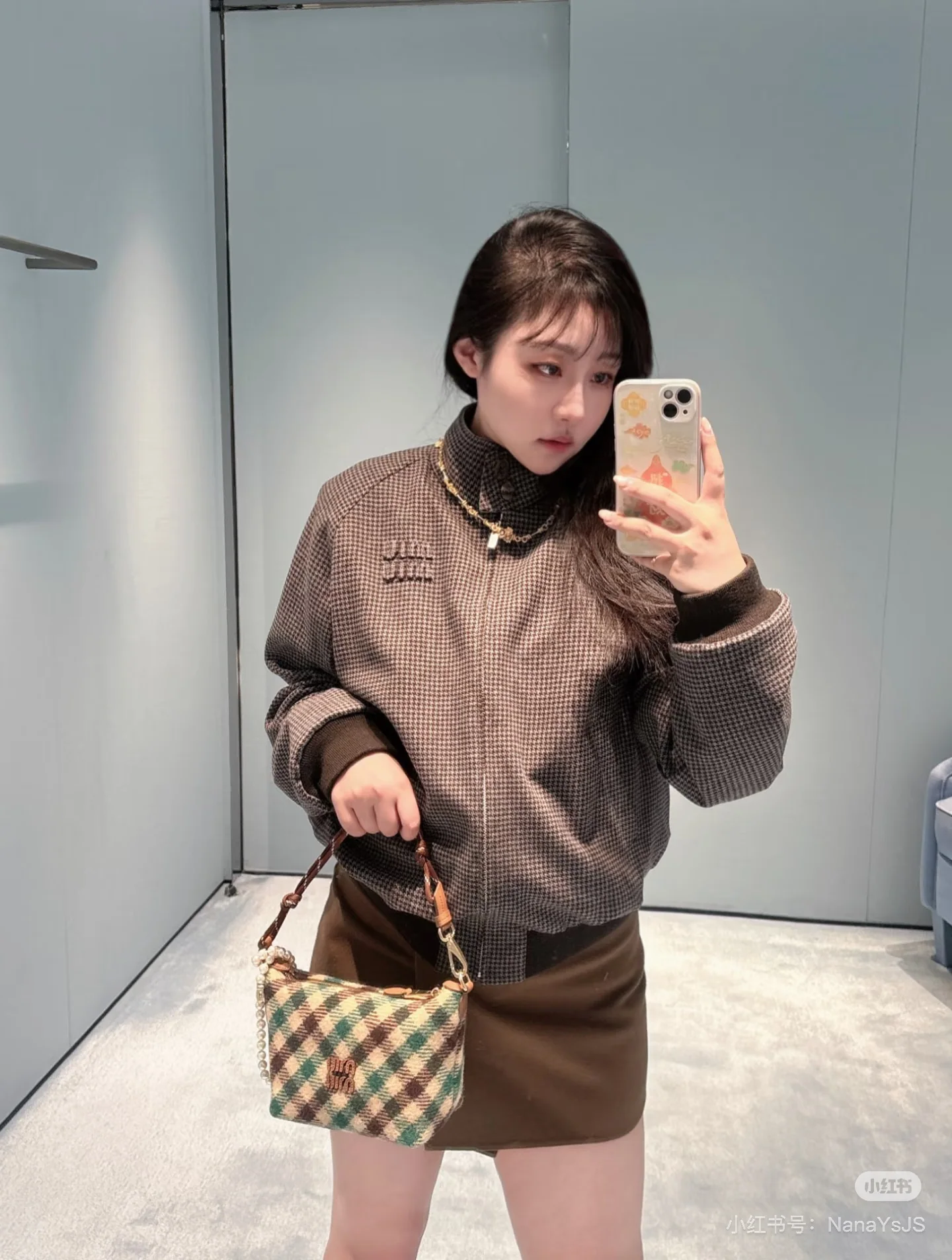 미우미우 체크 울 리버시블 여성 자켓 26 FW 상세 이미지 6