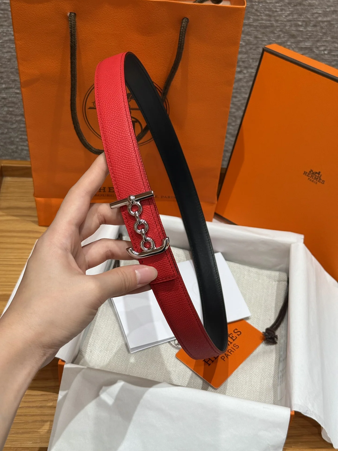 에르메스 H 버클 스위프트 가죽 양면 벨트 상세 이미지 2
